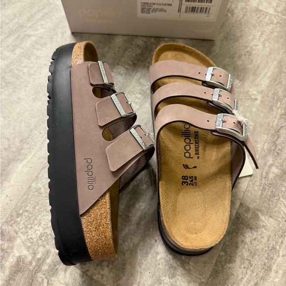 Papillio by Birkenstock Florida Flex Platform Triple-Strap Sandals 38 - Picture 3 of 8